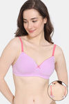Zivame Beautiful Basics Padded Non Wired 3/4th Coverage Backless Bra - Violet Tulle — thumbnail 1